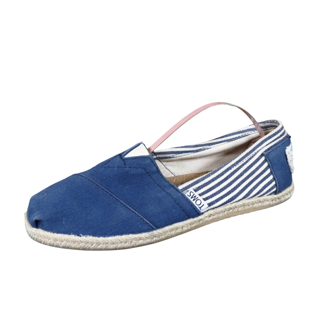 TOMS Alpargatas Women Slip On Shoes Size 5 Everyday Nautical Navy Blue Stripe